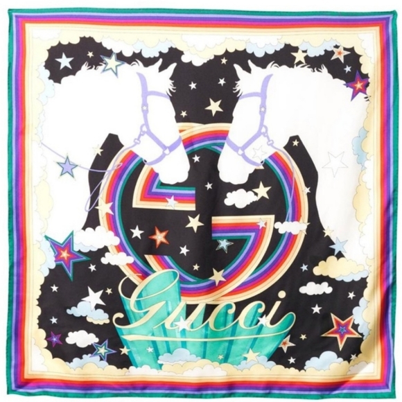 Gucci Accessories - GUCCI Sareya Horse and Dream Print Silk Scarf 70cm